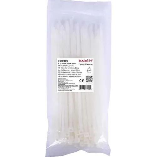 Кабельная стяжка e.ct.stand.500.8.white (100шт), белая Кабельная стяжка e.ct.stand.500.8.white (100шт), белая