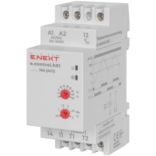 Реле контролю температури e.control.h01, 16A, АС/DC 24-240, -5…+40 °С Реле контролю температури e.control.h01, 16A, АС/DC 24-240, -5…+40 °С