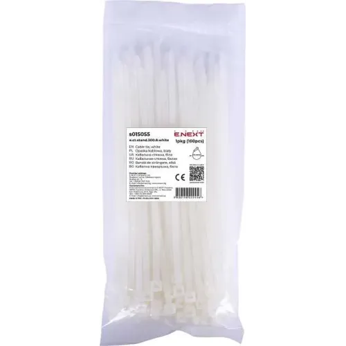 Кабельная стяжка e.ct.stand.300.8.white (100шт), белая Кабельная стяжка e.ct.stand.300.8.white (100шт), белая
