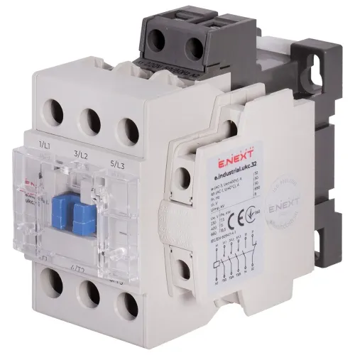 Контактор e.industrial.ukc.32.110, 32А, 110В, 3P, 1no+1nc Контактор e.industrial.ukc.32.110, 32А, 110В, 3P, 1no+1nc