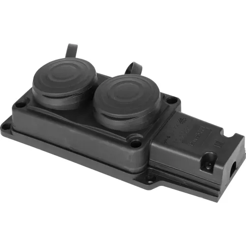 Розетка двойная с защитной крышкой каучуковая e.socket.rubber.029.2.16, с з/к, 16А Розетка двойная с защитной крышкой каучуковая e.socket.rubber.029.2.16, с з/к, 16А