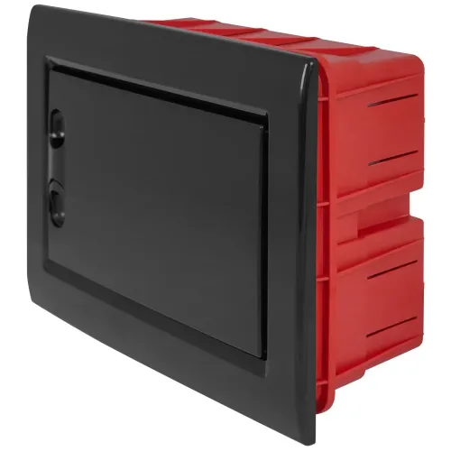 Корпус пластиковый на 8 модулей e.plbox.pro.w.08b.black встроенный, черный с непрозрачными дверцами IP40 Корпус пластиковый на 8 модулей e.plbox.pro.w.08b.black встроенный, черный с непрозрачными дверцами IP40