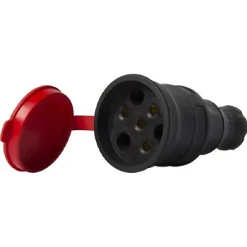 Силова розетка переносна з захисною кришкою каучукова e.socket.rubber.031.25, 4п., 25А Силова розетка переносна з захисною кришкою каучукова e.socket.rubber.031.25, 4п., 25А