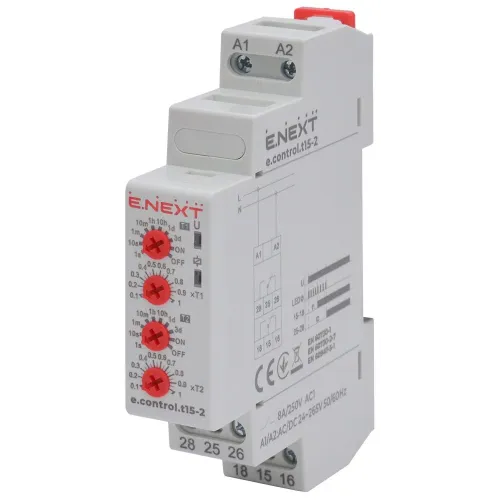 Реле задержки времени на включение e.control.t15-2. 2 независимых канала Реле задержки времени на включение e.control.t15-2. 2 независимых канала