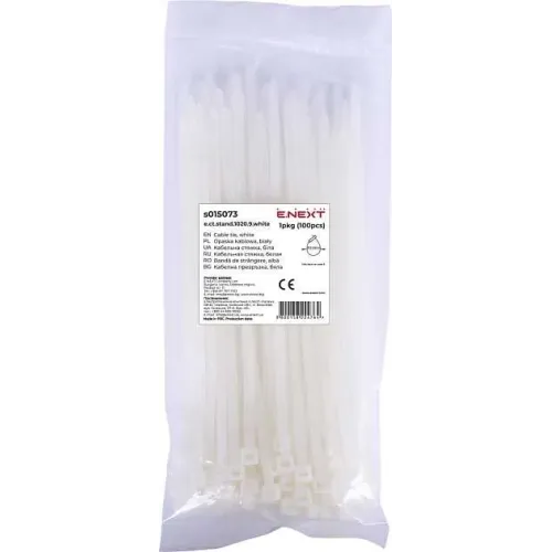 Кабельна стяжка e.ct.stand.1020.9.white (100шт), біла Кабельна стяжка e.ct.stand.1020.9.white (100шт), біла