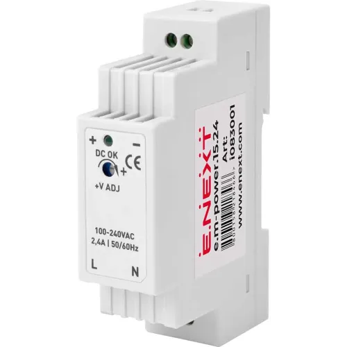 Блок питания на DIN-рельсе e.m-power.15.24 15Вт, DC24В Блок питания на DIN-рельсе e.m-power.15.24 15Вт, DC24В
