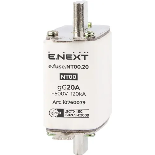 Запобіжник плавкий e.fuse.NT00.20, габарит 00, 20А Запобіжник плавкий e.fuse.NT00.20, габарит 00, 20А