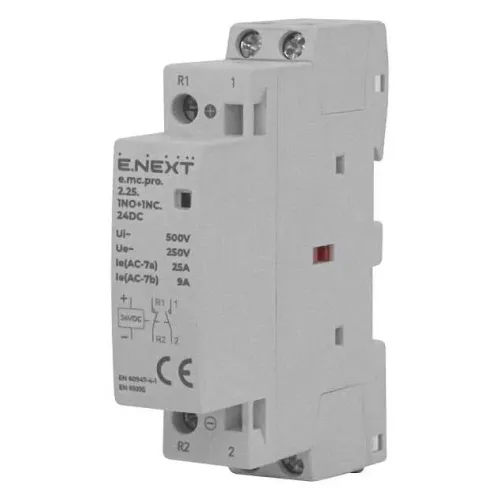 Модульний контактор e.mc.pro.2.25.1NO+1NC, 2р, 25А, 1NO+1NC, 24В Модульний контактор e.mc.pro.2.25.1NO+1NC, 2р, 25А, 1NO+1NC, 24В