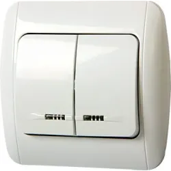 Вимикач e.install.stand.812L+f.cer двохклавішний з підсвіткою з рамкою Вимикач e.install.stand.812L+f.cer двохклавішний з підсвіткою з рамкою