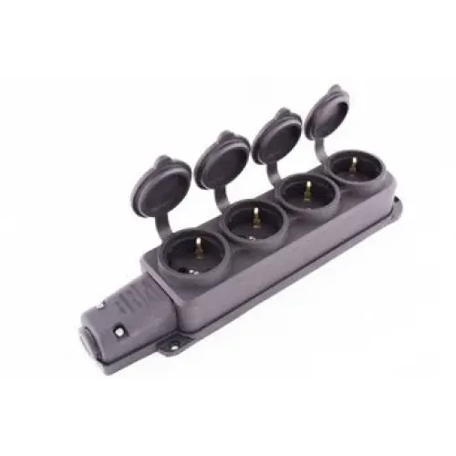 Розетка чотирьохмісна з захисною кришкою каучукова e.socket.rubber.029.4.16, з з/к, 16А Розетка чотирьохмісна з захисною кришкою каучукова e.socket.rubber.029.4.16, з з/к, 16А