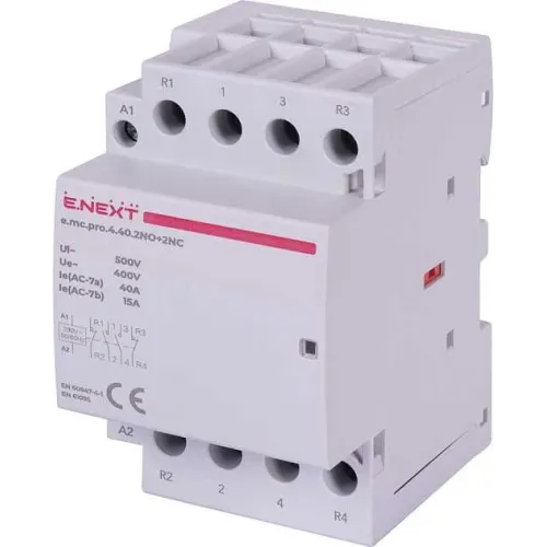 Модульный контактор e.mc.pro.4.40.2NO+2NC, 4р, 40А, 2NO+2NC, 220В Модульный контактор e.mc.pro.4.40.2NO+2NC, 4р, 40А, 2NO+2NC, 220В