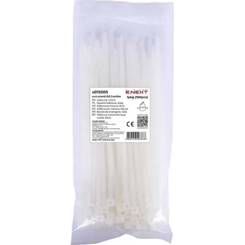 Кабельная стяжка e.ct.stand.150.3.white (100шт) Кабельная стяжка e.ct.stand.150.3.white (100шт)