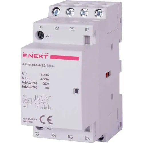 Модульный контактор e.mc.pro.4.25.4NC, 4р, 25А, 4NC, 220В Модульный контактор e.mc.pro.4.25.4NC, 4р, 25А, 4NC, 220В