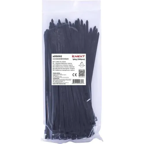 Кабельная стяжка e.ct.stand.60.3.black (100шт), черная Кабельная стяжка e.ct.stand.60.3.black (100шт), черная