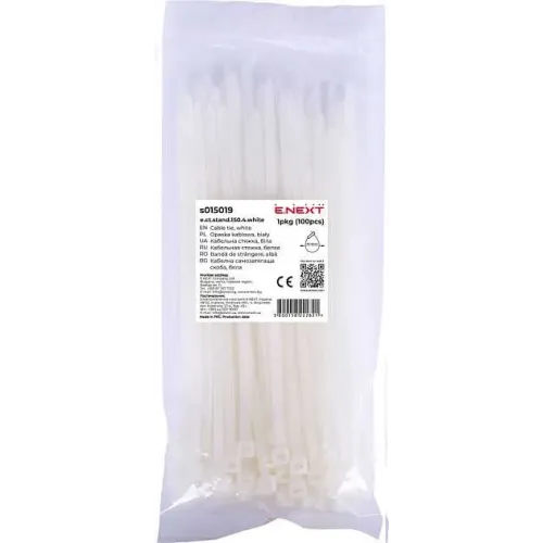 Кабельная стяжка e.ct.stand.150.4.white (100шт), белая Кабельная стяжка e.ct.stand.150.4.white (100шт), белая