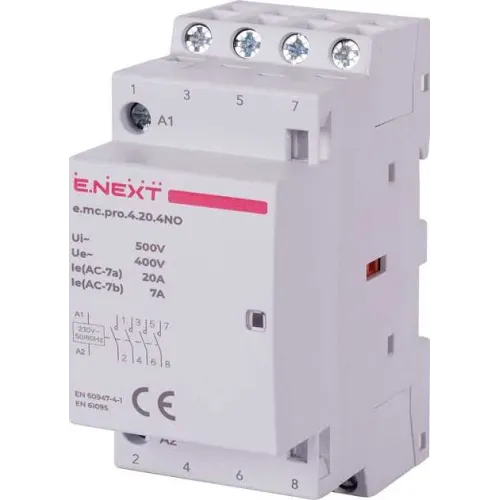 Модульный контактор e.mc.pro.4.20.4NO, 4р, 20А, 4NO, 220В Модульный контактор e.mc.pro.4.20.4NO, 4р, 20А, 4NO, 220В
