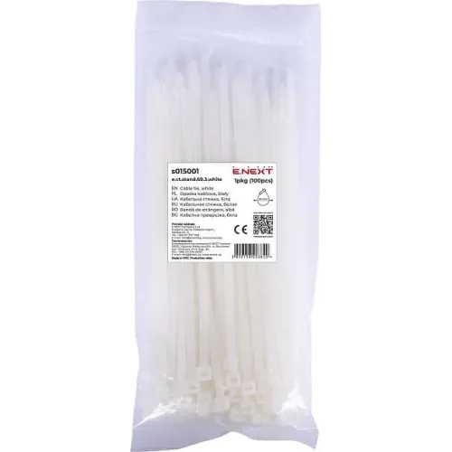Кабельная стяжка e.ct.stand.60.3.white (100шт), белая Кабельная стяжка e.ct.stand.60.3.white (100шт), белая