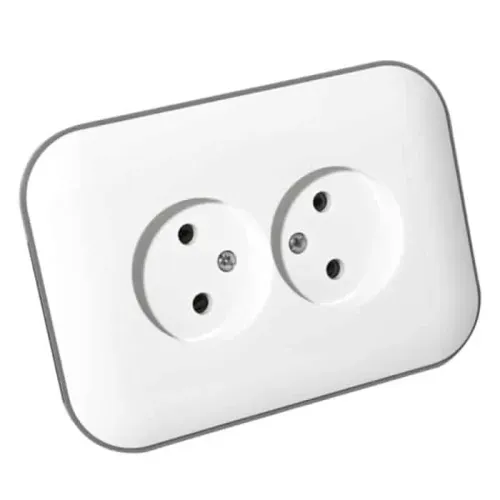 Розетка подвійна без заземлення LOFT білий+сірий Розетка подвійна без заземлення LOFT білий+сірий