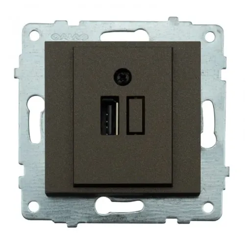 Механизм розетки USB с адаптером GRANO мока Механизм розетки USB с адаптером GRANO мока