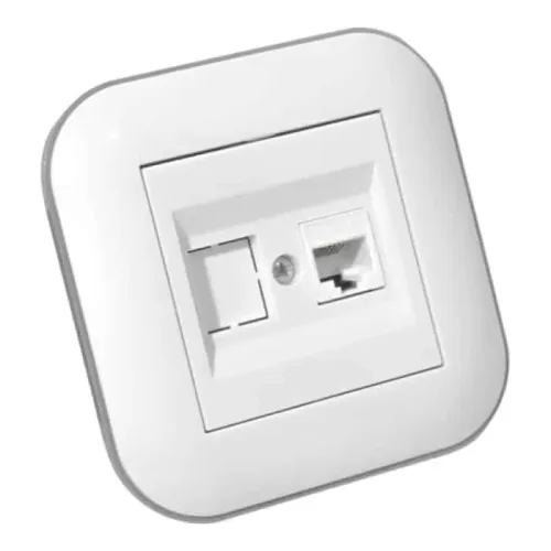 Розетка компьютерная (CAT6) LOFT белый+серый Розетка компьютерная (CAT6) LOFT белый+серый