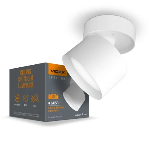 Светильник VIDEX под лампу GX53 поворотный Белый VL-SPF18B-W Светильник VIDEX под лампу GX53 поворотный Белый VL-SPF18B-W