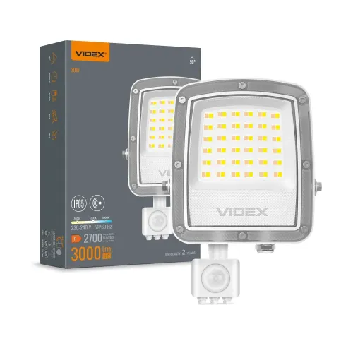 LED прожектор VIDEX F5 30W 3000-5000-6500K с датчиком движения 230V White (VL-F5-030CW-S) LED прожектор VIDEX F5 30W 3000-5000-6500K с датчиком движения 230V White (VL-F5-030CW-S)