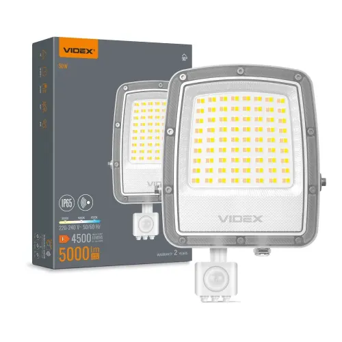 LED прожектор VIDEX F5 50W 3000-5000-6500K с датчиком движения 230V White (VL-F5-050CW-S) LED прожектор VIDEX F5 50W 3000-5000-6500K с датчиком движения 230V White (VL-F5-050CW-S)