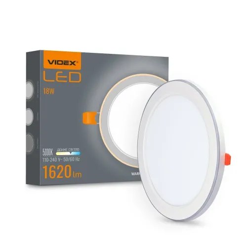 LED світильник вбудований з декоративною підсвіткою VIDEX DL4R 18W+6W 5000K+2700K 220V LED світильник вбудований з декоративною підсвіткою VIDEX DL4R 18W+6W 5000K+2700K 220V