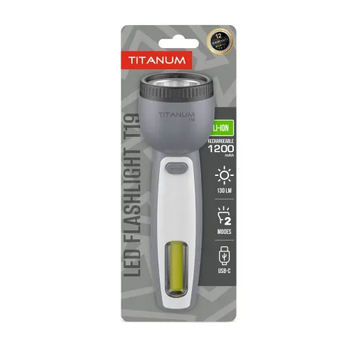 Портативный светодиодный фонарик TITANUM TLF-T19 130Lm Gray Портативный светодиодный фонарик TITANUM TLF-T19 130Lm Gray