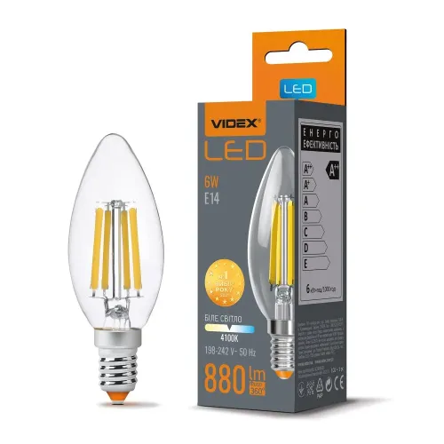LED лампа VIDEX Filament C37F 6W E14 4100K LED лампа VIDEX Filament C37F 6W E14 4100K