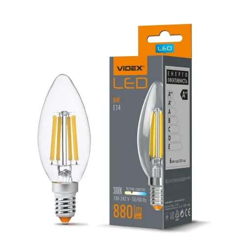 LED лампа VIDEX Filament C37F 6W E14 3000K LED лампа VIDEX Filament C37F 6W E14 3000K