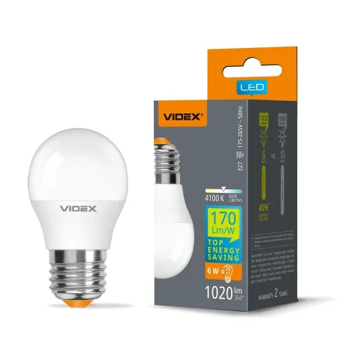 LED лампа VIDEX G45h 6W E27 4100K LED лампа VIDEX G45h 6W E27 4100K