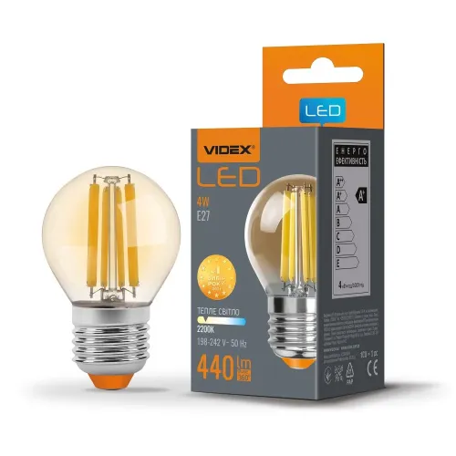 LED лампа VIDEX Filament G45FA 4W E27 2200K бронза LED лампа VIDEX Filament G45FA 4W E27 2200K бронза