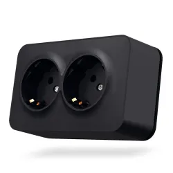 IP20 Розетка внешняя двойная с заземлением черный графит VIDEX BINERA IP20 Розетка внешняя двойная с заземлением черный графит VIDEX BINERA