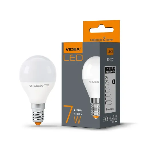 LED лампа VIDEX G45e 7W E14 3000K LED лампа VIDEX G45e 7W E14 3000K