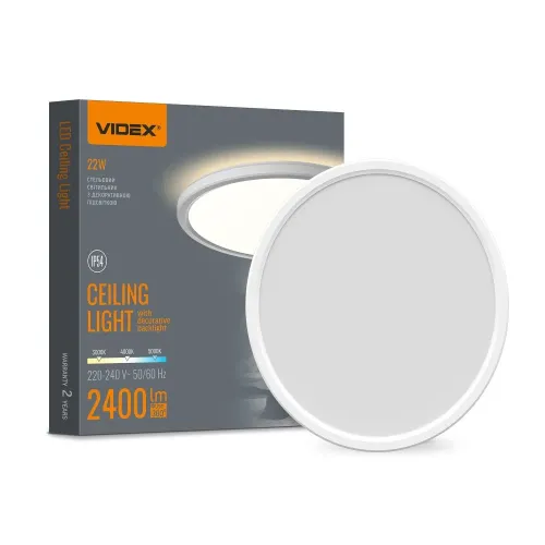 LED світильник з декоративною підсвіткою VIDEX DL5R 22W 3000K-4000K-5000K White LED світильник з декоративною підсвіткою VIDEX DL5R 22W 3000K-4000K-5000K White