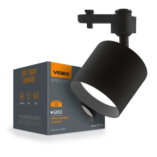 Светильник VIDEX под лампу GX53 трековый Черный VL-SPF17C-B Светильник VIDEX под лампу GX53 трековый Черный VL-SPF17C-B