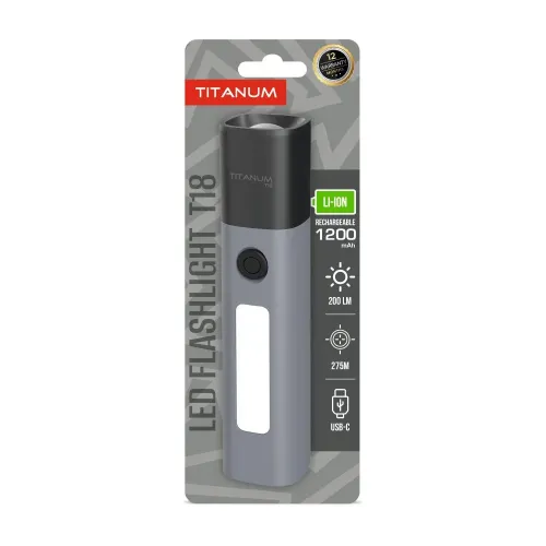 Портативный светодиодный фонарик TITANUM TLF-T18 200Lm Gray Портативный светодиодный фонарик TITANUM TLF-T18 200Lm Gray