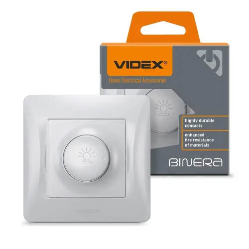 Димер 600Вт срібний шовк VIDEX BINERA Димер 600Вт срібний шовк VIDEX BINERA