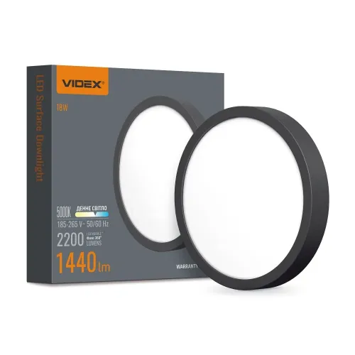 LED Светильник круглый накладной VIDEX 18W 5000K Black LED Светильник круглый накладной VIDEX 18W 5000K Black
