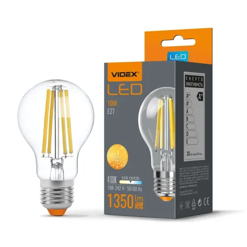 LED лампа VIDEX Filament A60F 10W E27 4100K LED лампа VIDEX Filament A60F 10W E27 4100K