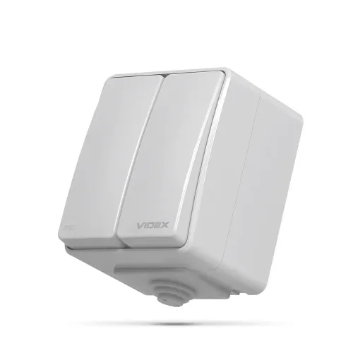 IP65 Выключатель внешний двухклавишный серый VIDEX BINERA IP65 Выключатель внешний двухклавишный серый VIDEX BINERA