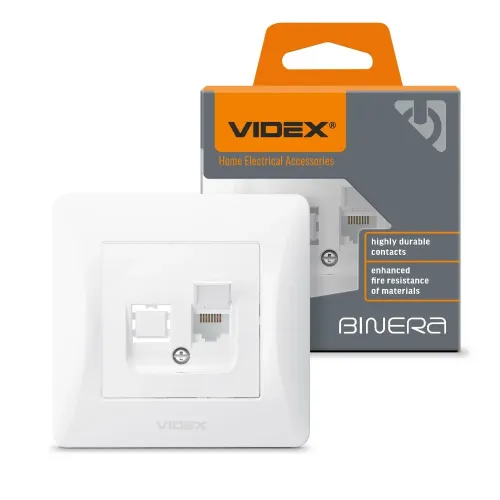 Розетка CAT6 одинарная компьютерная белая VIDEX BINERA Розетка CAT6 одинарная компьютерная белая VIDEX BINERA