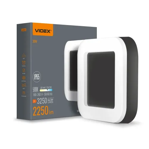 LED світильник ART IP65 квадратний VIDEX 30W 5000K Black LED світильник ART IP65 квадратний VIDEX 30W 5000K Black