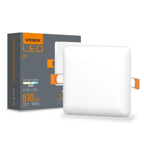 LED светильник безрамочный квадратный VIDEX VLE-DLFS-094 9W 4000K 220V LED светильник безрамочный квадратный VIDEX VLE-DLFS-094 9W 4000K 220V