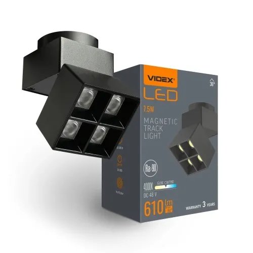 Светильник МАГНИТНЫЙ трековый VIDEX LE24B 7.5W 4000K 48V Black Светильник МАГНИТНЫЙ трековый VIDEX LE24B 7.5W 4000K 48V Black