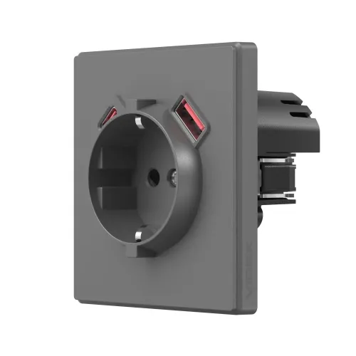 Розетка одинарна із заземленням USB-A+C 20W сірий графіт VIDEX NOTA (VF-NT-SK1GUC-GR) Розетка одинарна із заземленням USB-A+C 20W сірий графіт VIDEX NOTA (VF-NT-SK1GUC-GR)