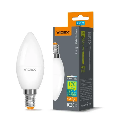 LED лампа VIDEX C37h 6W E14 4100K LED лампа VIDEX C37h 6W E14 4100K