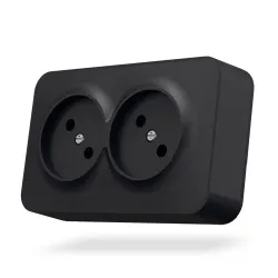 IP20 Розетка внешняя двойная черный графит VIDEX BINERA IP20 Розетка внешняя двойная черный графит VIDEX BINERA