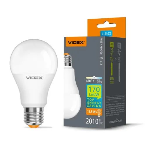 LED лампа VIDEX A60h 11.8W E27 4100K LED лампа VIDEX A60h 11.8W E27 4100K